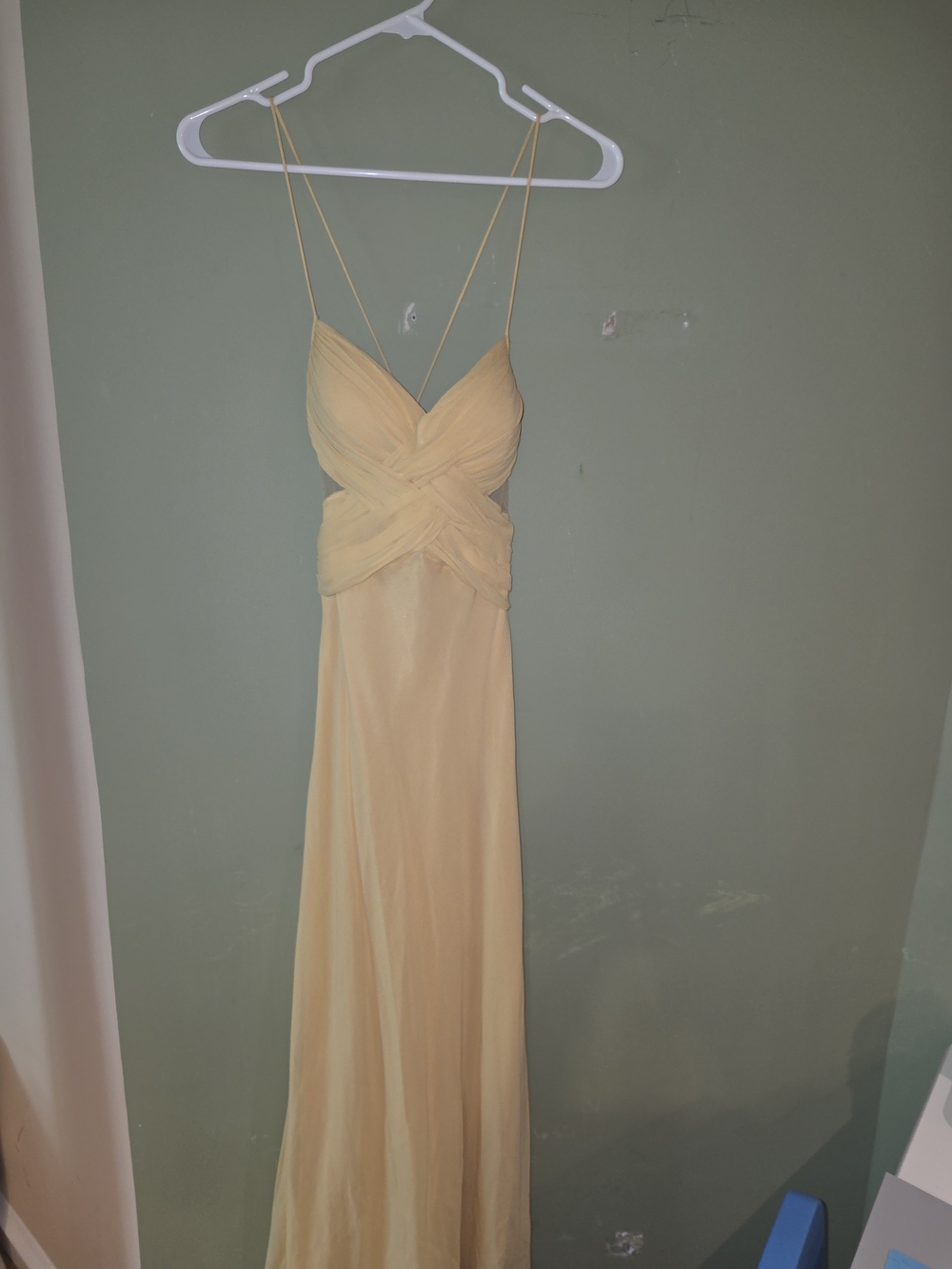 Cache Silk Yellow Spaghetti-Strap Prom Evening Gown Sz 4 GUC